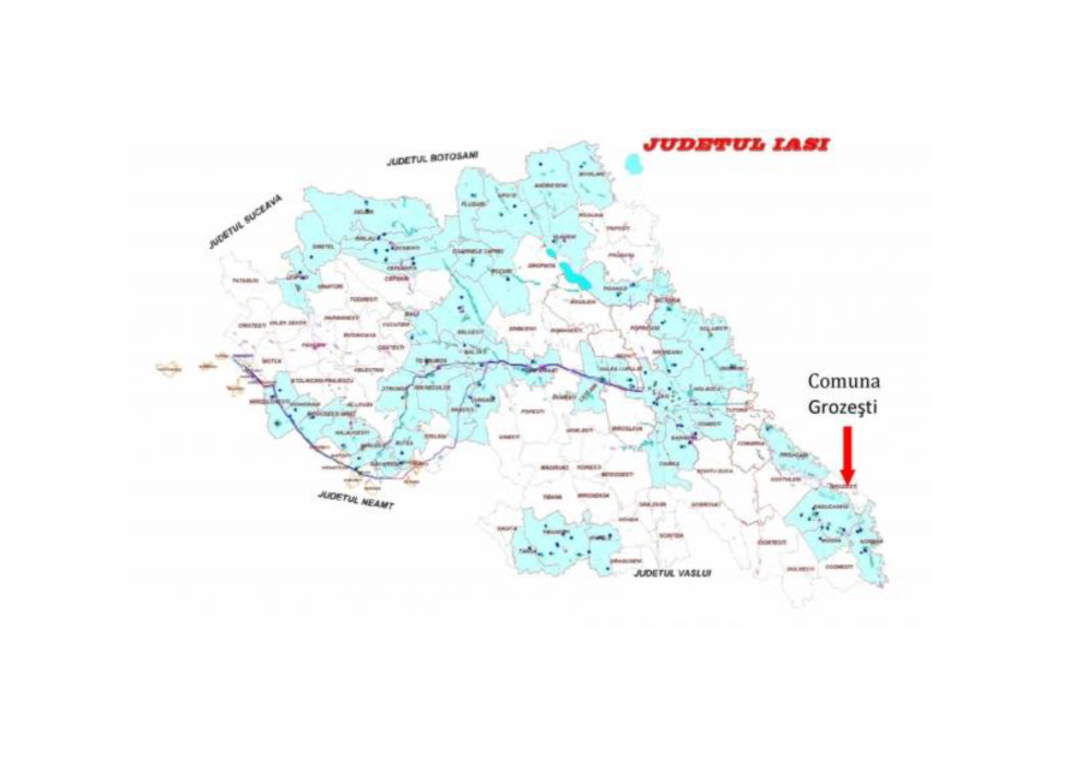 Încadrarea administrativă a comunei Grozești, județul Iași